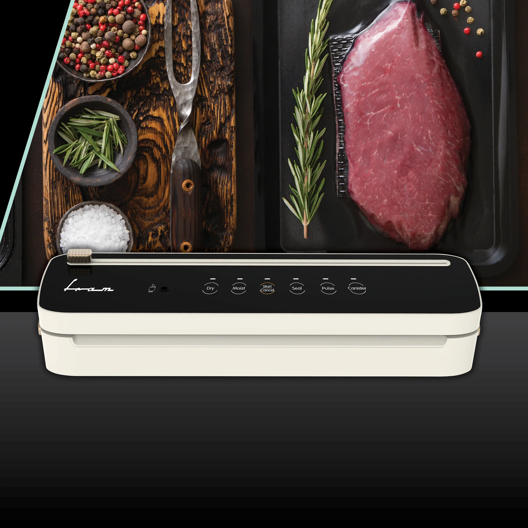 Aparat de vidat si sigilat Fram FAV-100CR-BK, 100W, vidare uscata/umeda, functie sigilare, cutter incorporat [3]