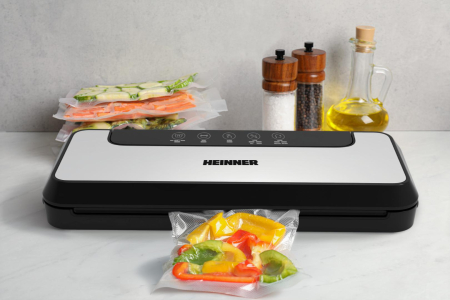 Aparat de Vidat și Sigilat Heinner FoodPrime Seal HAV-Y1109SS, 110 W, 9 L/min, 0,75 Bar, Control Tactil, Vidare Umedă/Uscată, Funcție Pulse, Cutter Inclus, Negru/Inox [5]