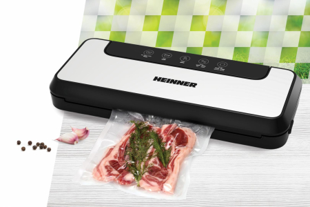 Aparat de Vidat și Sigilat Heinner FoodPrime Seal HAV-Y1109SS, 110 W, 9 L/min, 0,75 Bar, Control Tactil, Vidare Umedă/Uscată, Funcție Pulse, Cutter Inclus, Negru/Inox [9]