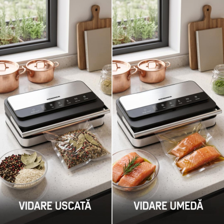 Aparat de Vidat și Sigilat Heinner ProGuard Line HAV-YA15020SS, 150 W, 20 L/min, 0,85 Bar, Pompă Dublă, Display Digital, Control Tactil, Cutter Integrat, Inox/Negru [9]