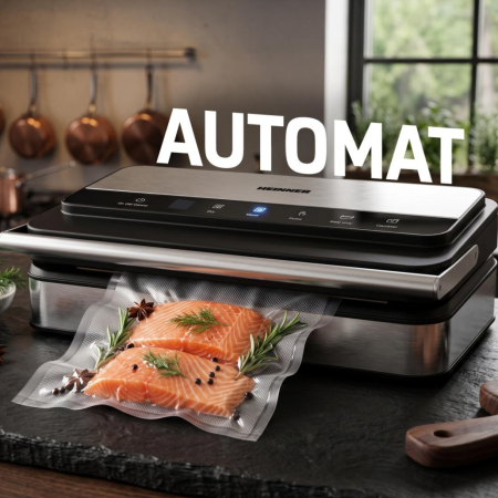 Aparat de Vidat și Sigilat Heinner ProGuard Line HAV-YA15020SS, 150 W, 20 L/min, 0,85 Bar, Pompă Dublă, Display Digital, Control Tactil, Cutter Integrat, Inox/Negru [6]