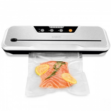 BUCATARIE - Aparat de vidat si sigilat Samus VACUUMALL, Capacitate pompa ~ 80 kpa (9 litri/min), Setare tip aliment (umed/uscat), sigilare (etansare), vidare + sigilare,  Rezervor captare lichid (15 ml),  Inox