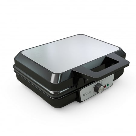 Produse HORECA - Aparat pentru preparat vafe/gofre Tesla WM200BX, 1000W, placi antiaderente, temperaturi functionare 140°-220°, Negru-Inox