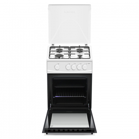 Aragaz Albatros AL452ABS, 50 x 50 cm, Plita+cuptor pe GPL/GN, Geam dublu la cuptor, Siguranta plita + cuptor, Alb [1]