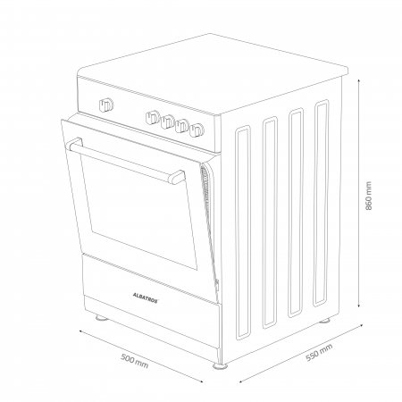 Aragaz Albatros AL452ANS, 4 arzatoare pe GPL+GN, 50 x 50 cm, Geam dublu la cuptor, Siguranta plita + cuptor, Alb [4]