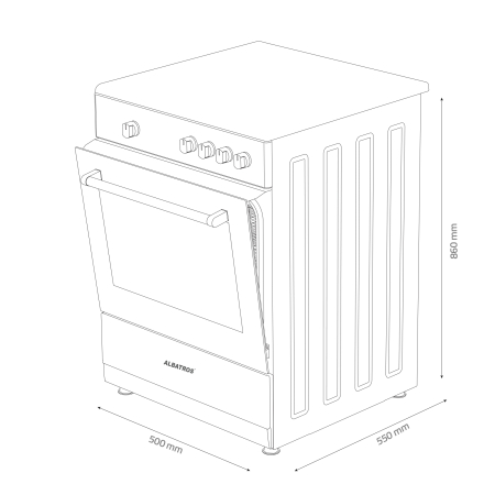 Aragaz Albatros AL452ANS, 4 arzatoare pe GPL+GN, 50 x 50 cm, Geam dublu la cuptor, Siguranta plita + cuptor, Alb [4]