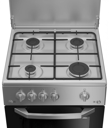 Aragaz Arctic, plita gaz, 4 arzatoare, safety plus, arzatoare cu eficienta ridicata, aprindere cu buton, cuptor gaz, iluminare interioara, argintiu [3]