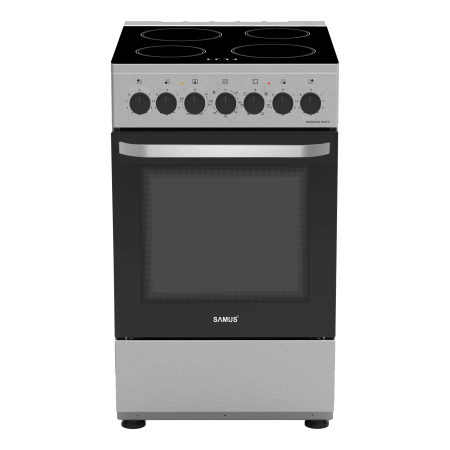 Aragaz total electric - Aragaz Electric 50×60 cm, 4 Zone Vitroceramice, Cuptor 60L, 7 Funcții, Clasa A, Inox – Grătar + Tavă Incluse