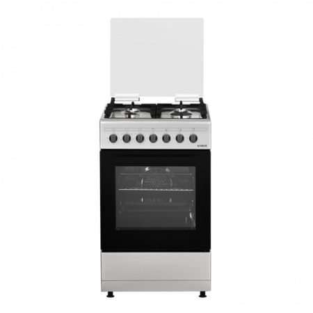 Aragazuri si plite - Aragaz electric / gaz Samus SM562AENS, 4 arzatoare gaz, cuptor electric, aprindere electrica, grill, timer, cuptor cu 7 functii, Argintiu