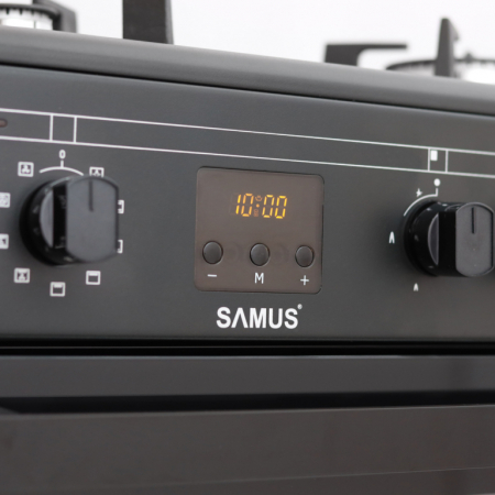Aragaz electric / gaz Samus SM665AENS, 4 arzatoare pe gaz, cuptor electric, 10 functii, convectie 3D, latime 60 cm, aprindere electrica plita, timer digital, suprafata plita din sticla securizata [5]
