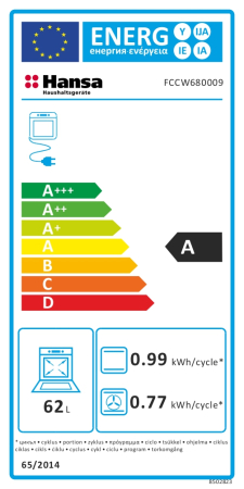 Aragaz electric Hansa, 60 cm, 4 zone, 8 functii, grill, ventilator, sertar depozitare, 62 L, clasa A, alb [6]