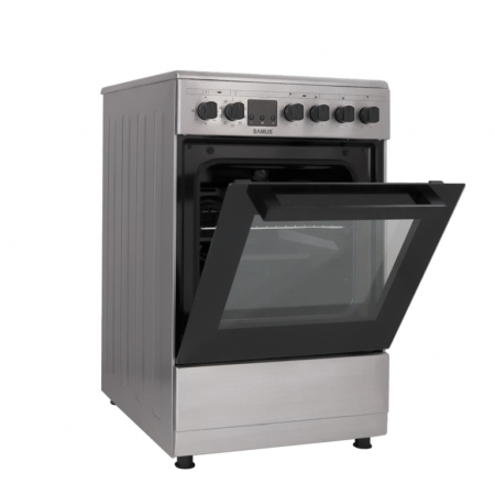Aragaz electric Samus SM564VTE, cuptor cu 10 functii, grill, convectie 3D, timer digital, lumina interioara, Alb [2]
