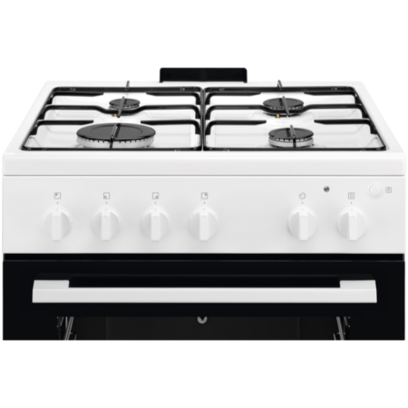 Aragaz Electrolux, Gaz, 4 arzatoare, Autocuratare Catalitica, Timer mecanic, Aprindere integrata plita si cuptor, Grill Electric, Rotisor, Iluminare cuptor, 60 cm, Alb [1]