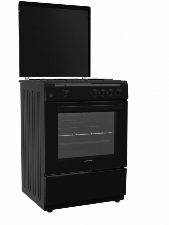 Aragaz pe gaz ( GPL ) - Aragaz Heinner HFSC-V60BK, 4 arzatoare, Aprindere electrica, Dispozitiv de siguranta plita si cuptor, Duze GPL incluse, 60 cm, Negru