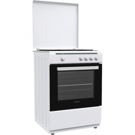 Aragaz pe gaz ( GPL ) - Aragaz Gaz Heinner HFSC-V60WH, 4 arzatoare, Gaz, Aprindere electrica, Dispozitiv de siguranta plita si cuptor, Duze GPL incluse, 60 cm, Alb