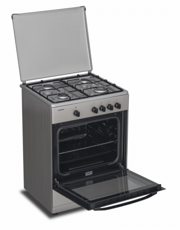 Aragaz Heinner HFSC-SME60SL, Gaz, 4 arzatoare, Dispozitiv siguranta plita si cuptor, 60 cm, Argintiu [2]