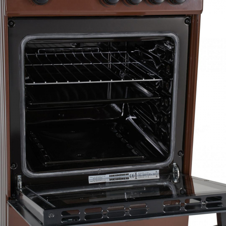 Aragaz Heinner HFSC-V50BRW, 4 arzatoare, Gaz, Dispozitiv de siguranta plita/cuptor, 50 cm, Maro [1]