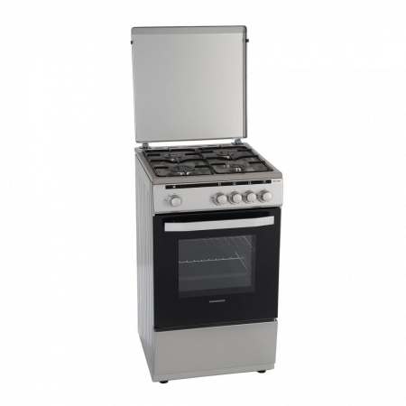 Aragaz pe gaz ( GPL ) - Aragaz Heinner HFSC-V50SL, 4 arzatoare, Gaz, Dispozitiv de siguranta plita/cuptor, 50 cm, Silver
