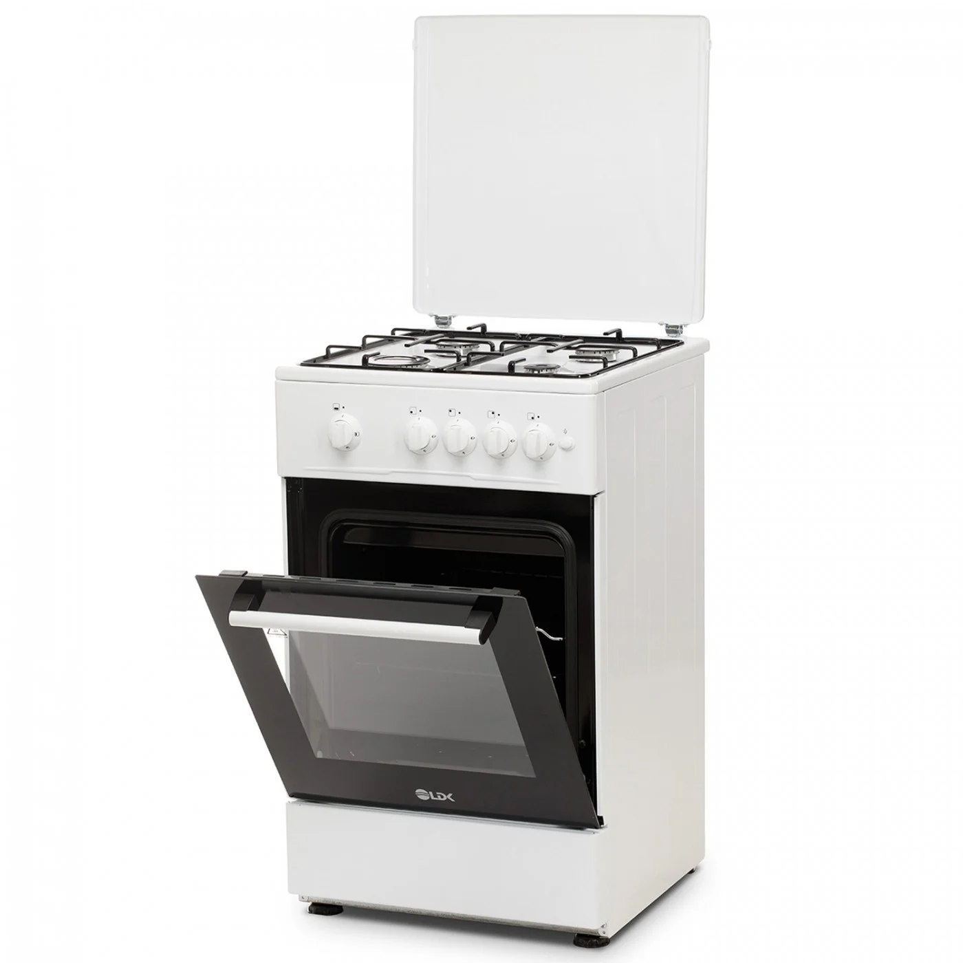 Aragazuri si plite - Aragaz LDK 5050 A WH RMV LPG, Gaz, 4 Arzatoare, Aprindere electrica, Capac metalic, 50 x 50 cm, Alb