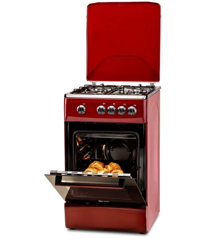 Electronice & Electrocasnice - Aragaz LDK 5060 Bordo RMV, Gaz, 4 arzatoare, Volum cuptor (l): 46, Capac metalic, Siguranta, 50 x 60 cm, Rosu inchis