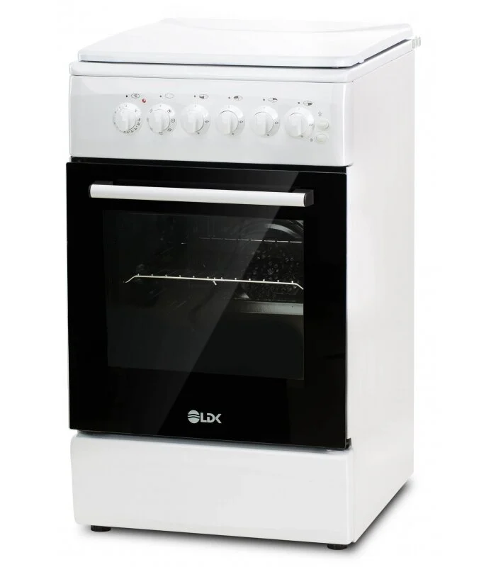 Aragaz LDK 5060 ECAI WH RMV, 4 Arzatoare, Siguranta, Cuptor electric, Aprindere, Iluminare, Capac metalic, 50 x 60 cm, Alb [1]