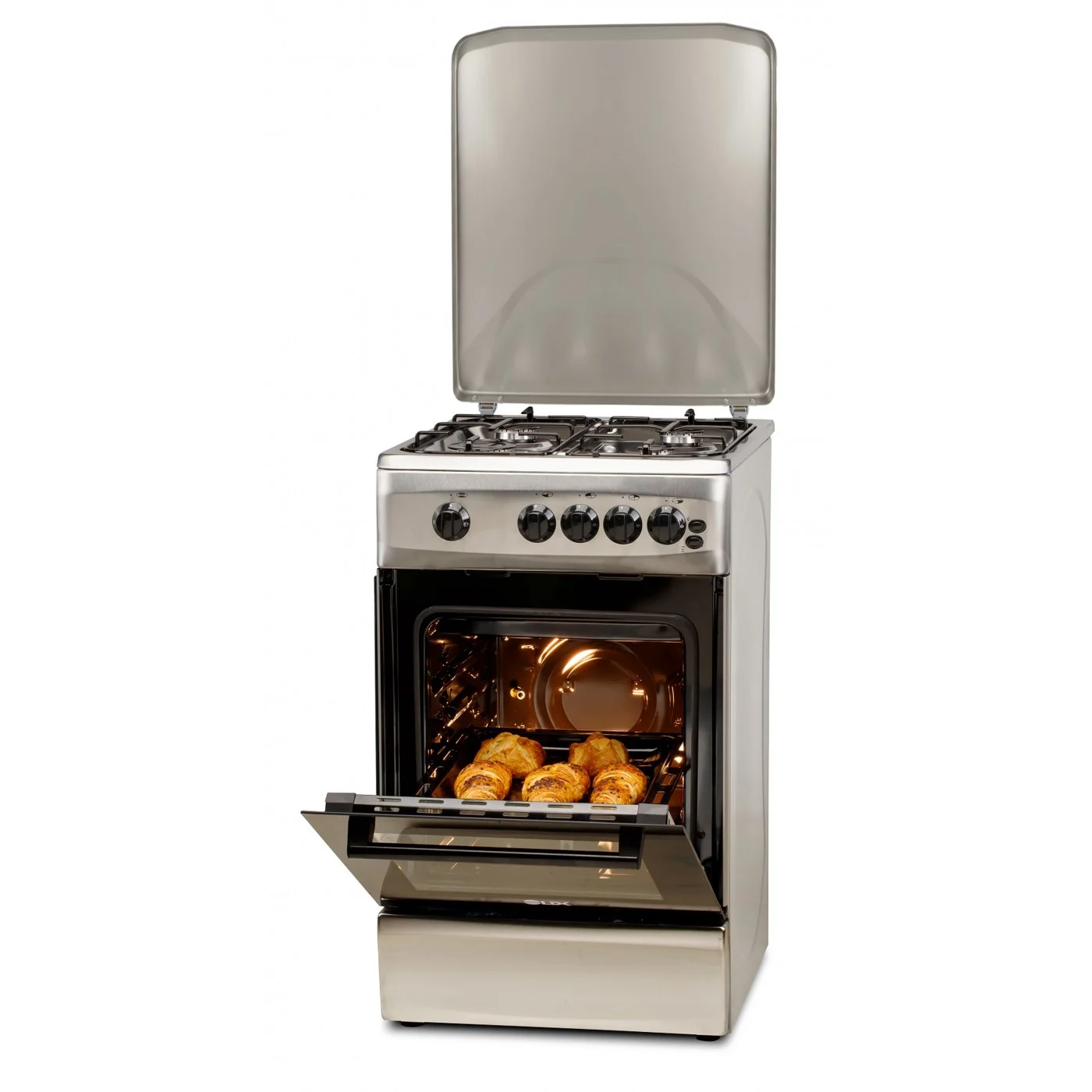 Aragaz LDK 5060 GRAI IX RMV, 4 Arzatoare, Siguranta, Grill, Rotisor, Iluminare, Capac metalic, 50 x 60 cm, Inox [1]