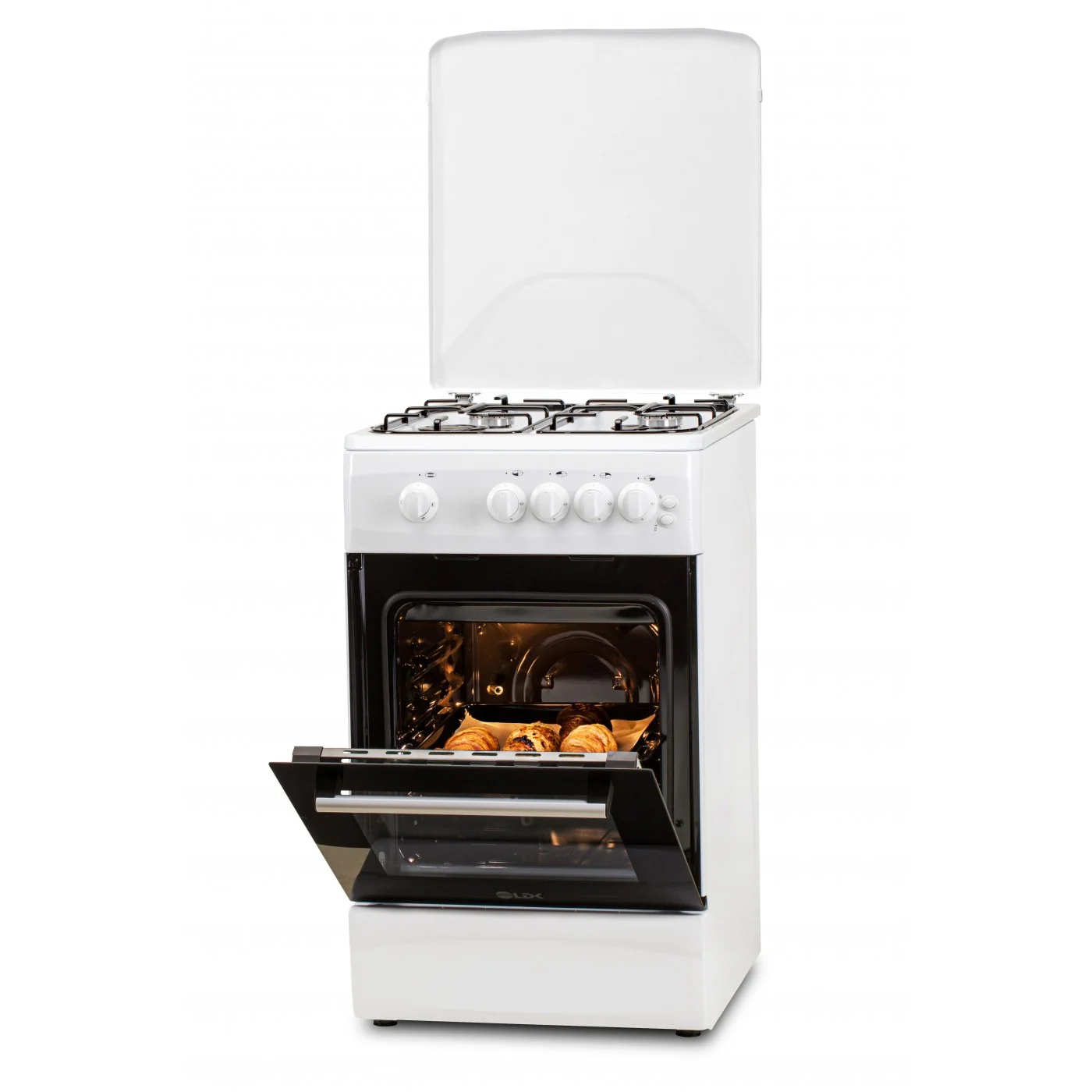 Aragaz LDK 5060 GRAI WH RMV, 4 Arzatoare, Siguranta, Grill, Rotisor, Aprindere electrica, Iluminare, Capac metalic, 50 x 60 cm, Alb [2]