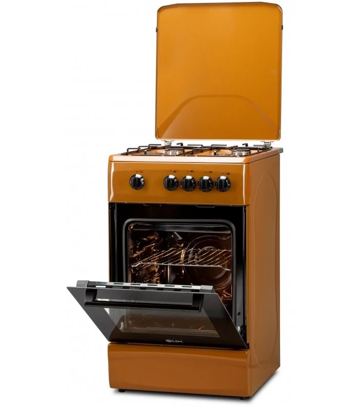 Electronice & Electrocasnice - Aragaz LDK 5060 LIGHT BROWN RMV, Gaz, 4 arzatoare, Capac metalic, Siguranta, 50x60 cm, Maro deschis