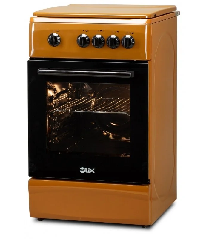 Aragaz LDK 5060 LIGHT BROWN RMV, Gaz, 4 arzatoare, Capac metalic, Siguranta, 50x60 cm, Maro deschis [3]