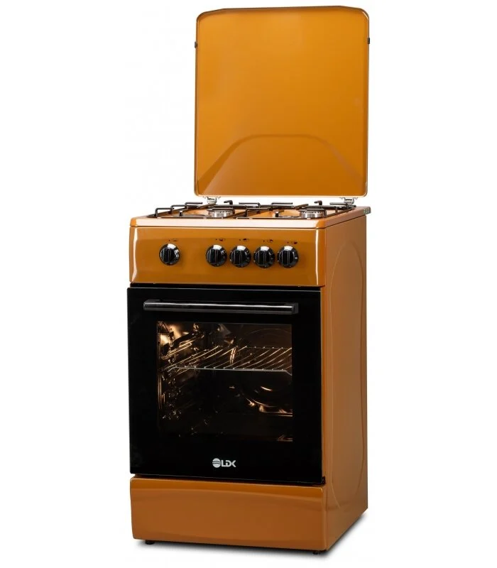 Aragaz LDK 5060 LIGHT BROWN RMV, Gaz, 4 arzatoare, Capac metalic, Siguranta, 50x60 cm, Maro deschis [2]