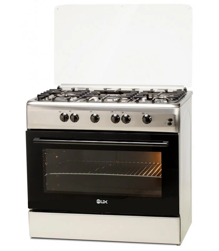 Aragaz LDK 6090 GRAI IX RMV, Gratare plita din fonta, 5 arzatoare, Aprindere electrica, Grill, Rotisor, 90 cm, Inox [2]
