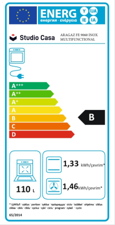 Aragaz mixt 5 arzatoare gaz, Cuptor electric, Studio Casa, FE90/60 Multifunctional, Grill electric, Rotisor, 2 ventilatoare, Aprindere electrica, Inox [1]