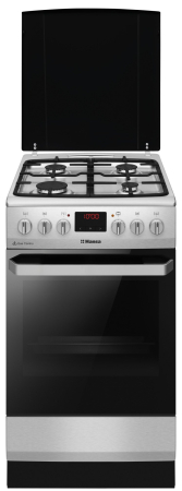 Marelvi - Aragaz mixt Hansa, cuptor electric, 50 cm, 4 arzatoare, usa 3 straturi, autocuratare catalitica, display LED rosu, 8 functii, grill, ventilator, rotisor, aprindere electrica, siguranta, capac metalic,