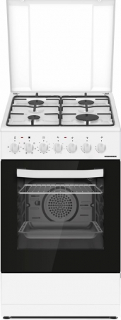 Aragaz mixt ( gaz si electric ) - Aragaz mixt Heinner HFSC-S60LITGC-WH, 4 arzatoare, aprindere electrica plita, cuptor electric, clasa A, timer, grill, ventilatie, 50x60 cm, Alb