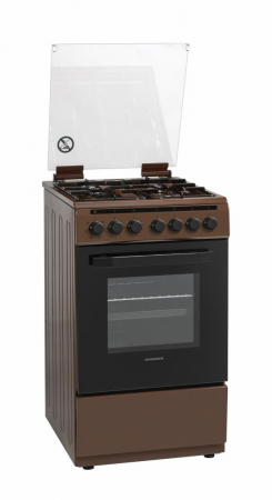 Aragaz Mixt Heinner HFSC-V60LITGC-BRW, 50x60cm, 4 arzatoare, Suport email, Capac sticla, Aprindere electrica plita, Cuptor electric, 6 functii, Timer, Grill, GPL + GAZ, Culoare Maro + Butelie GPL 26 L [5]