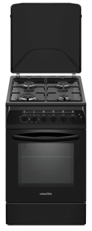 Aragazuri si plite - Aragaz mixt NobelTek NLT 5604N/E1, Plita gaz, Cuptor electric, Ventilator, Aprindere electrica, Iluminare cuptor, Negru
