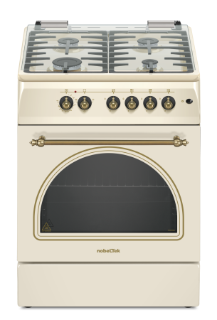Aragazuri si plite - Aragaz mixt Nobeltek NLT 6604RB/FE1, plita gaz, cuptor electric, 4 arzatoare, Aprindere electrica, Bej