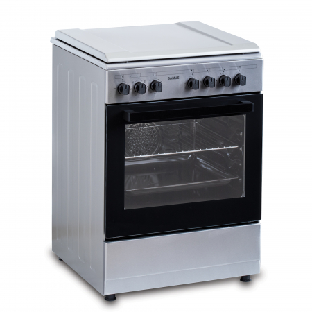 Aragaz Mixt Samus SM662AENS1, 4 Arzătoare Gaz, Arzător WOK, Cuptor Electric 56L, 7 Funcții, Grill, Timer, Inox [6]