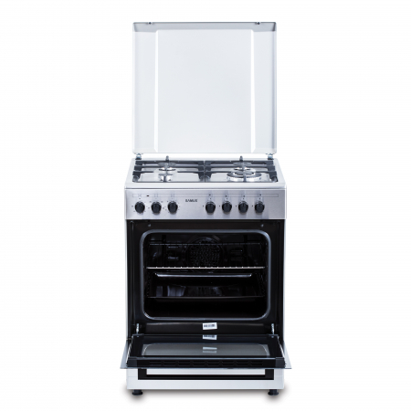 Aragaz Mixt Samus SM662AENS1, 4 Arzătoare Gaz, Arzător WOK, Cuptor Electric 56L, 7 Funcții, Grill, Timer, Inox [1]