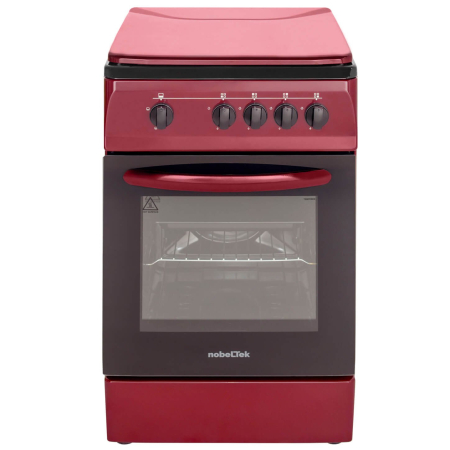 Aragaz NobelTek NLT 1065BD/G1, Gaz, 4 arzatoare, Dispozitiv siguranta plita si cuptor, 50 x 60 cm, Rosu Bordeaux [1]