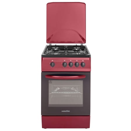 Aragazuri si plite - Aragaz NobelTek NLT 1065BD/G1, Gaz, 4 arzatoare, Dispozitiv siguranta plita si cuptor, 50 x 60 cm, Rosu Bordeaux