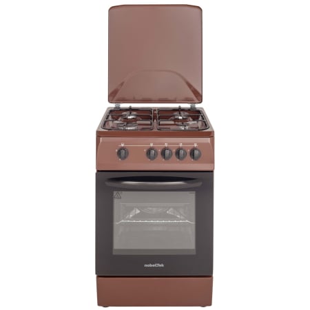 Aragazuri si plite - Aragaz NobelTek NLT 5601M/G1, Gaz, 4 arzatoare, Dispozitiv siguranta plita si cuptor, 50 x 60 cm, Maro