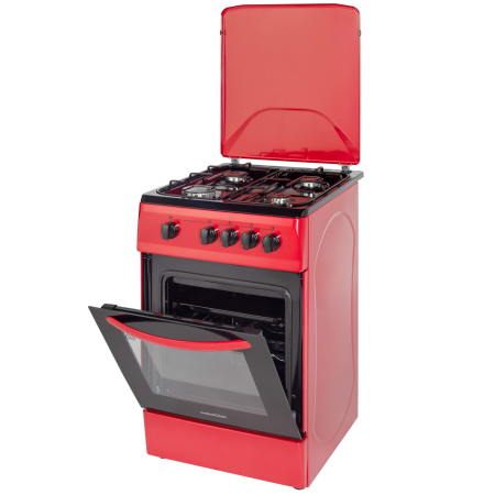 Aragaz NobelTek NLT 5601R/G1, Gaz, 4 arzatoare, Dispozitiv siguranta plita si cuptor, 50 x 60 cm, Rosu [2]