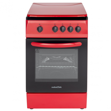 Aragaz NobelTek NLT 5601R/G1, Gaz, 4 arzatoare, Dispozitiv siguranta plita si cuptor, 50 x 60 cm, Rosu [1]