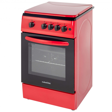 Aragaz NobelTek NLT 5602R/G1, Gaz, 4 arzatoare, Dispozitiv siguranta plita si cuptor, Aprindere electrica, 50 x 60 cm, Rosu [3]