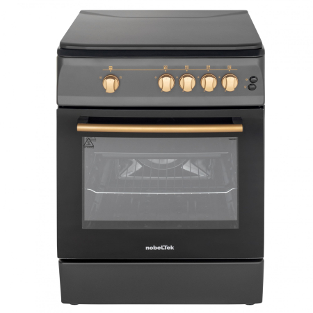 Aragaz NobelTek NLT 6603NM/G1, Gaz, Grill, Aprindere electrica, Iluminare cuptor, 60 x 60 cm, Negru Mat [1]
