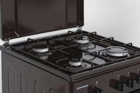 Aragaz Heinner HFSC-SME50BRW, Gaz, 4 arzatoare, Dispozitiv siguranta plita si cuptor, 50 cm, Maro [2]