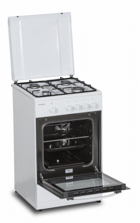 Aragaz pe gaz Heinner HFSC-SME50WH, 50X50 cm, 4 arzatoare, suport email, capac metalic, dispozitiv de siguranta plita si cuptor, usa cuptor cu geam dublu, duze GPL incluse, tava si gratar cromat, ALB [3]