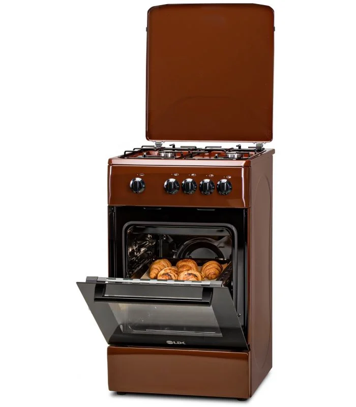 Aragaz pe Gaz LDK 5060 BR RMV, 4 Arzătoare, Cuptor Gaz 46L, Siguranță Plită și Cuptor, Capac Metalic, Grătare Emailate, Duze GPL Incluse, 50 x 60 cm, Maro [3]