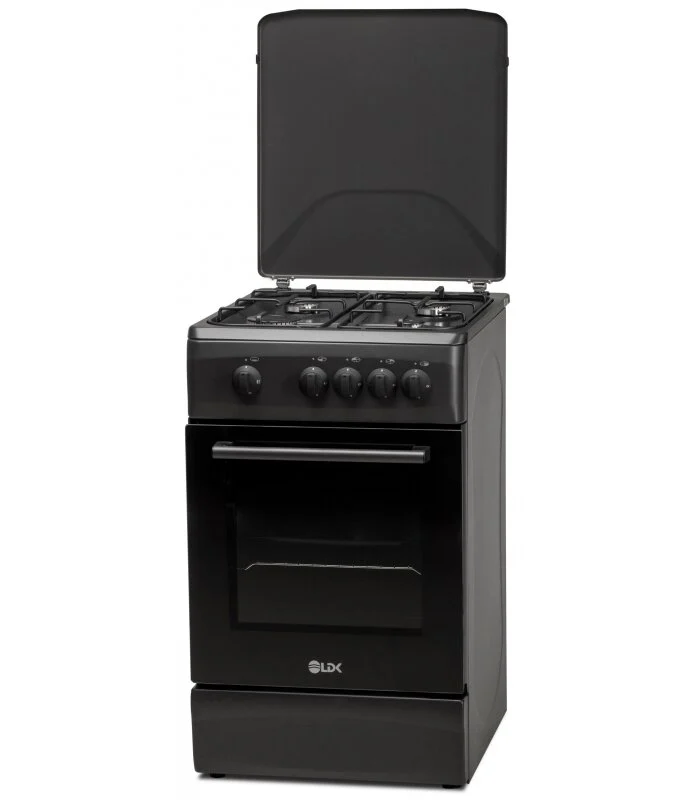 Aragaz pe Gaz LDK 5060 MAT Black RMV, 4 Arzătoare, Cuptor Gaz 46L, Siguranță Plită și Cuptor, Capac Metalic, Grătare Emailate, Duze GPL Incluse, 50 x 60 cm, Negru Mat, 4 Ani Garanție [2]